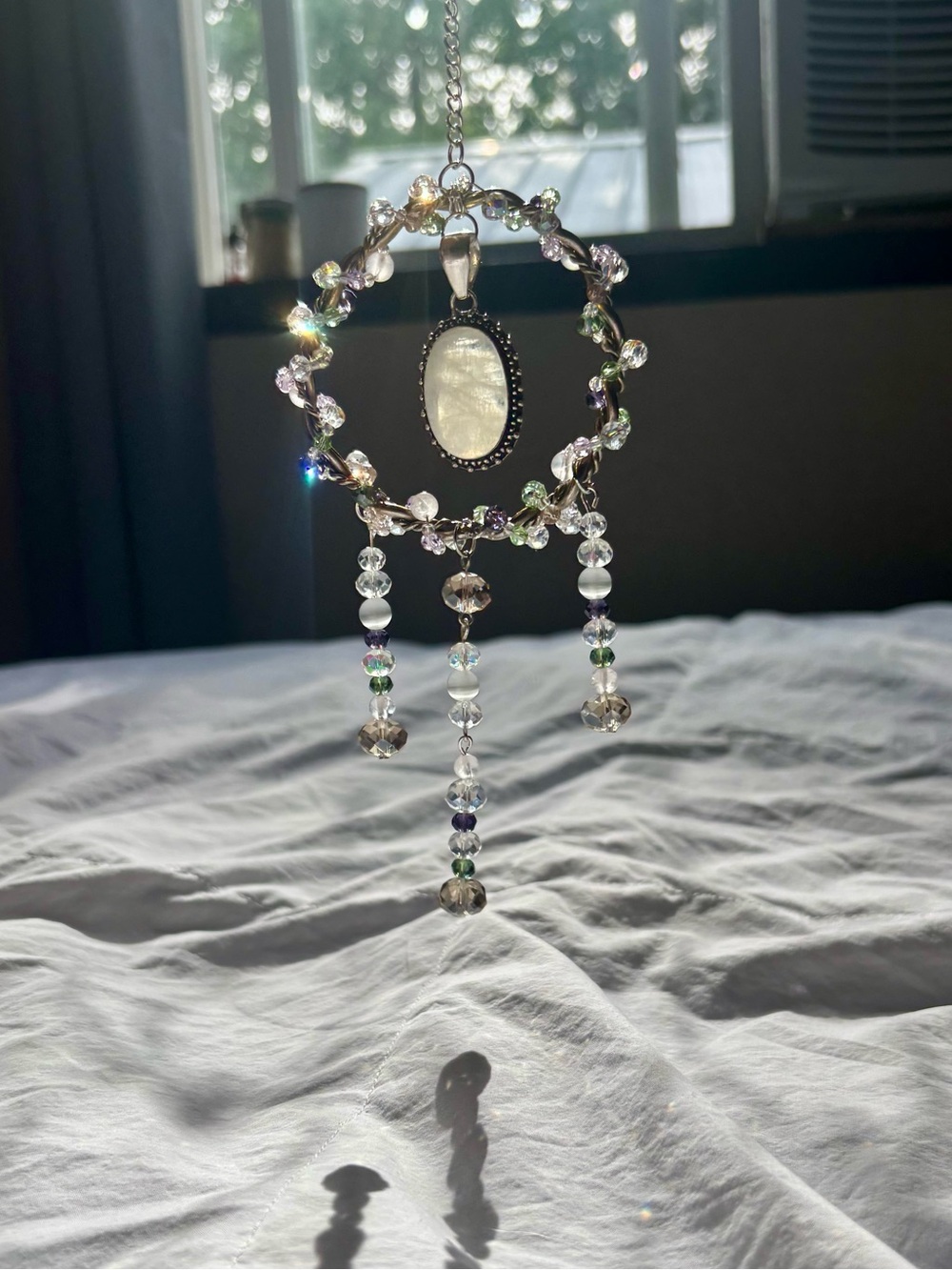 Moonstone crystal suncatcher.